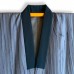 JUBAN DOUBLÉ EN SOIE RAYÉE BLEU-GRIS 007-178 (M)